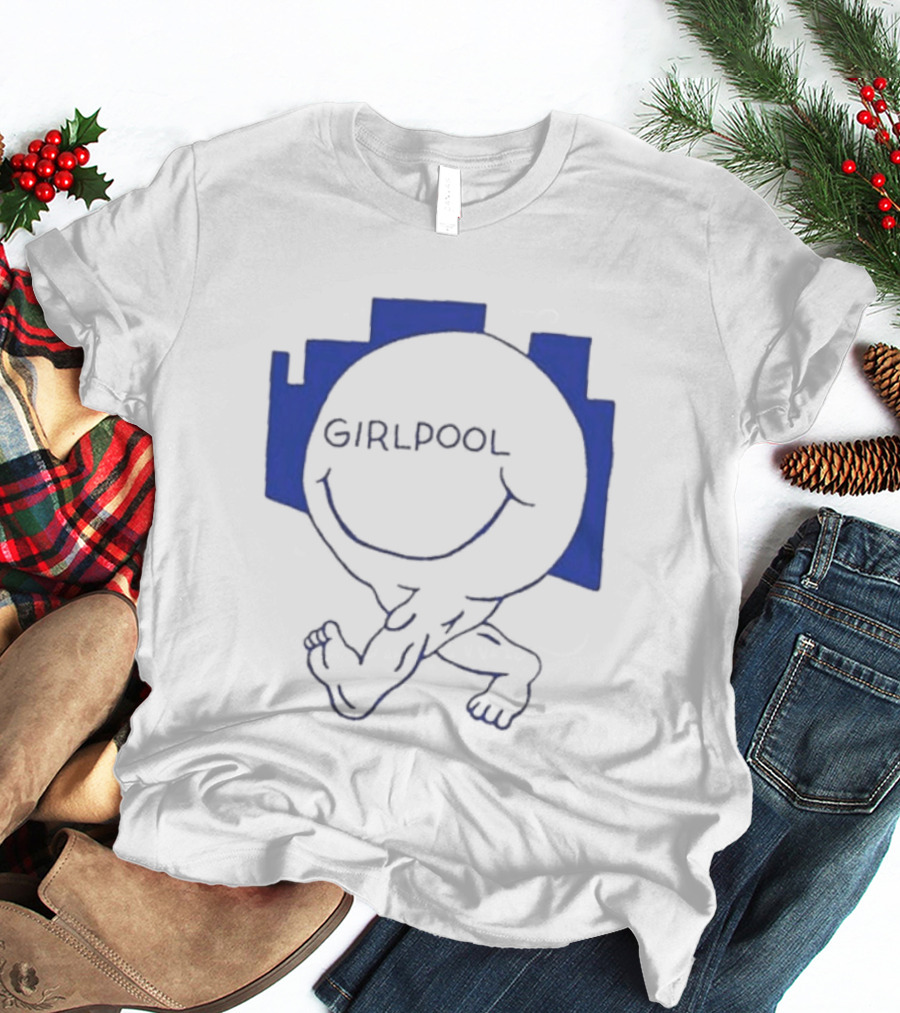 GIRLPOOL Happy Face Blue Smiling T-Shirt