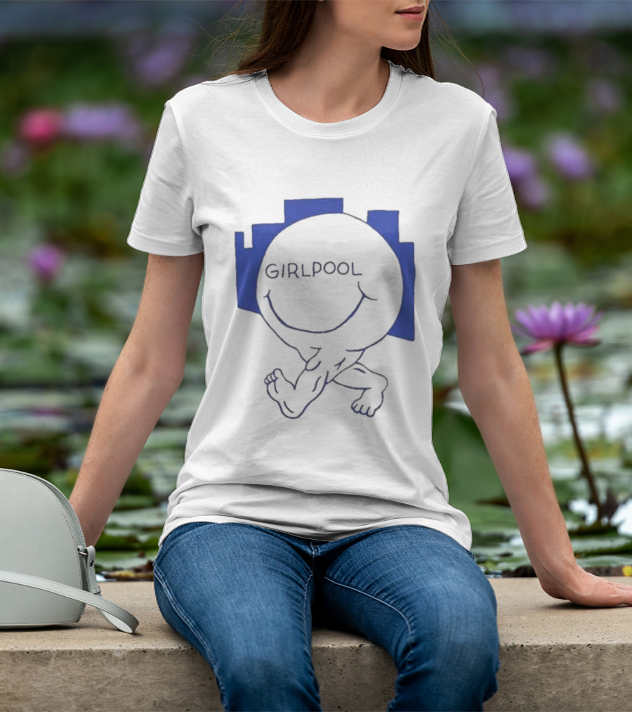 GIRLPOOL Happy Face Blue Smiling T-Shirt
