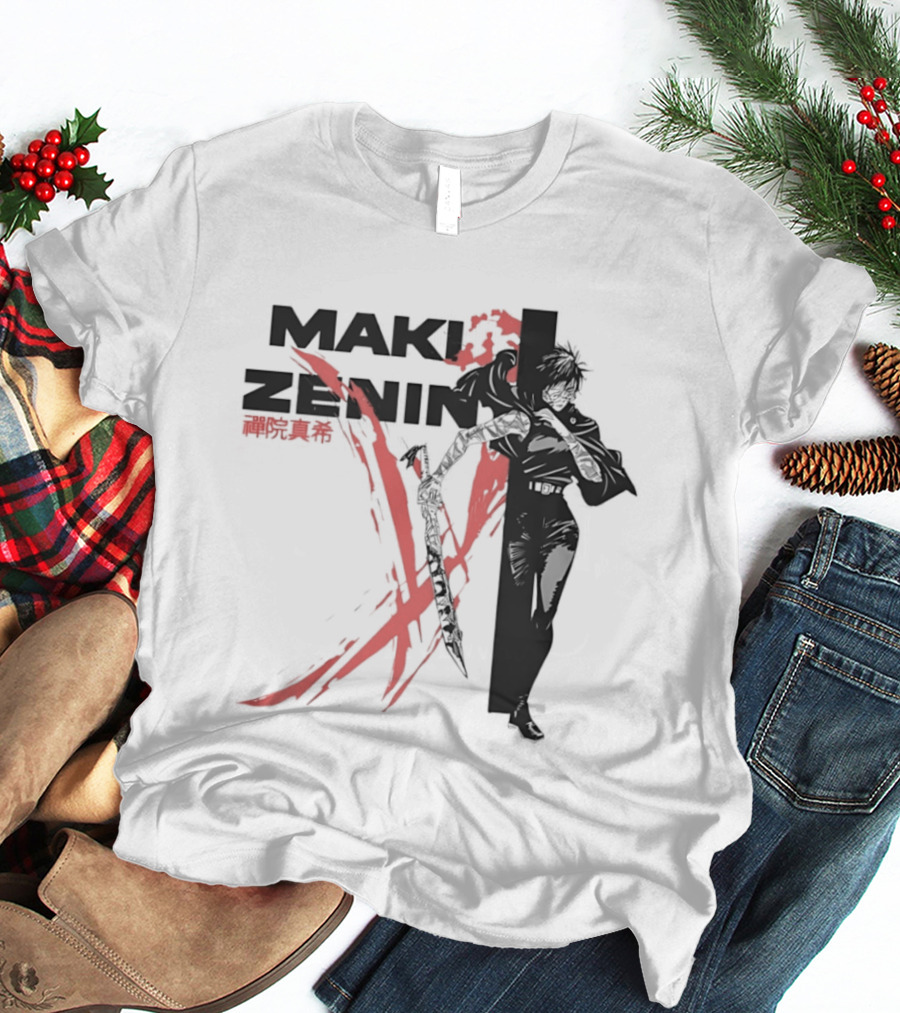 Maki Zenin Jujutsu Kaisen Anime Red Brush T-Shirt