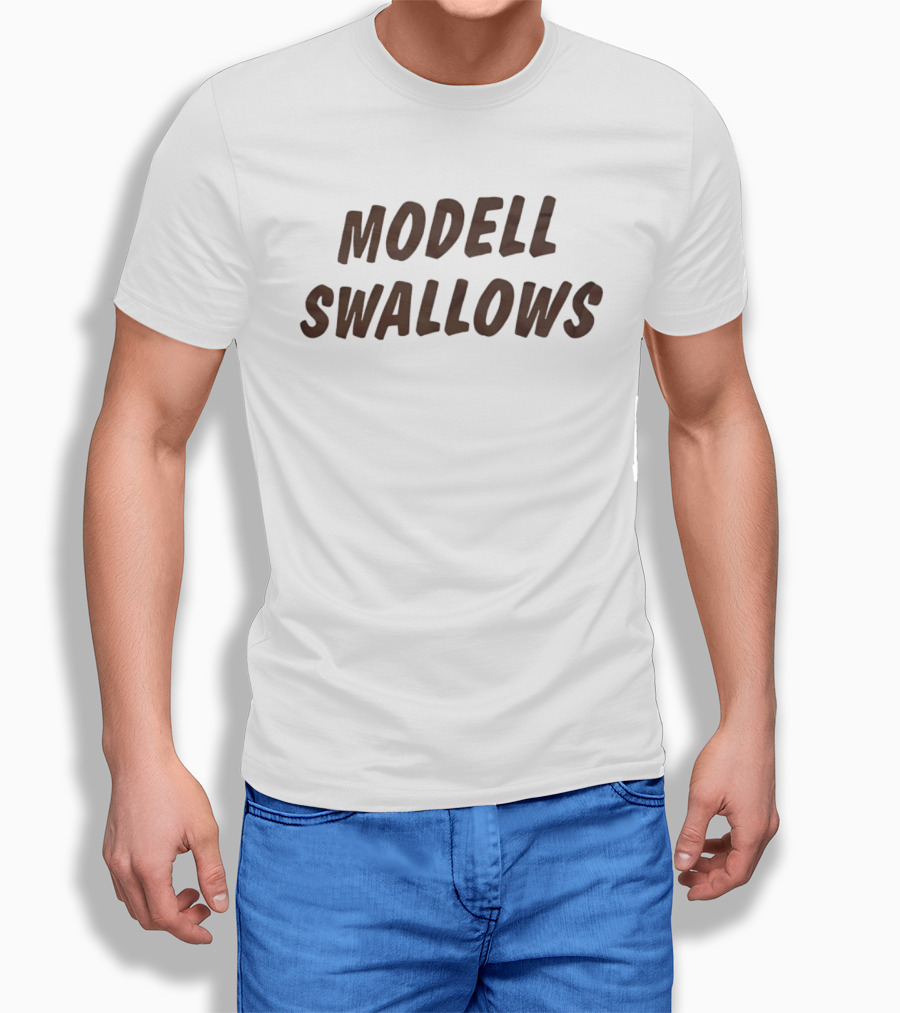 Modell Swallows Bold Text Trendy T-Shirt