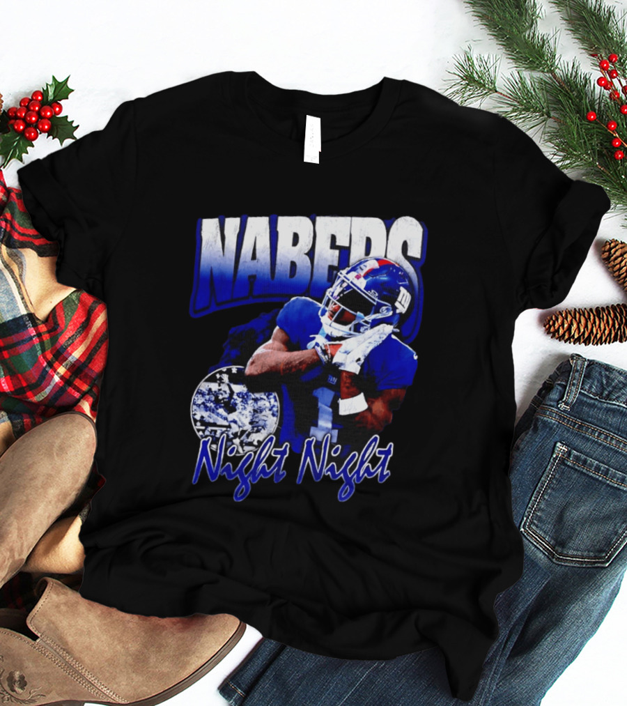 Nabers Night Night Football New York Giants T-Shirt