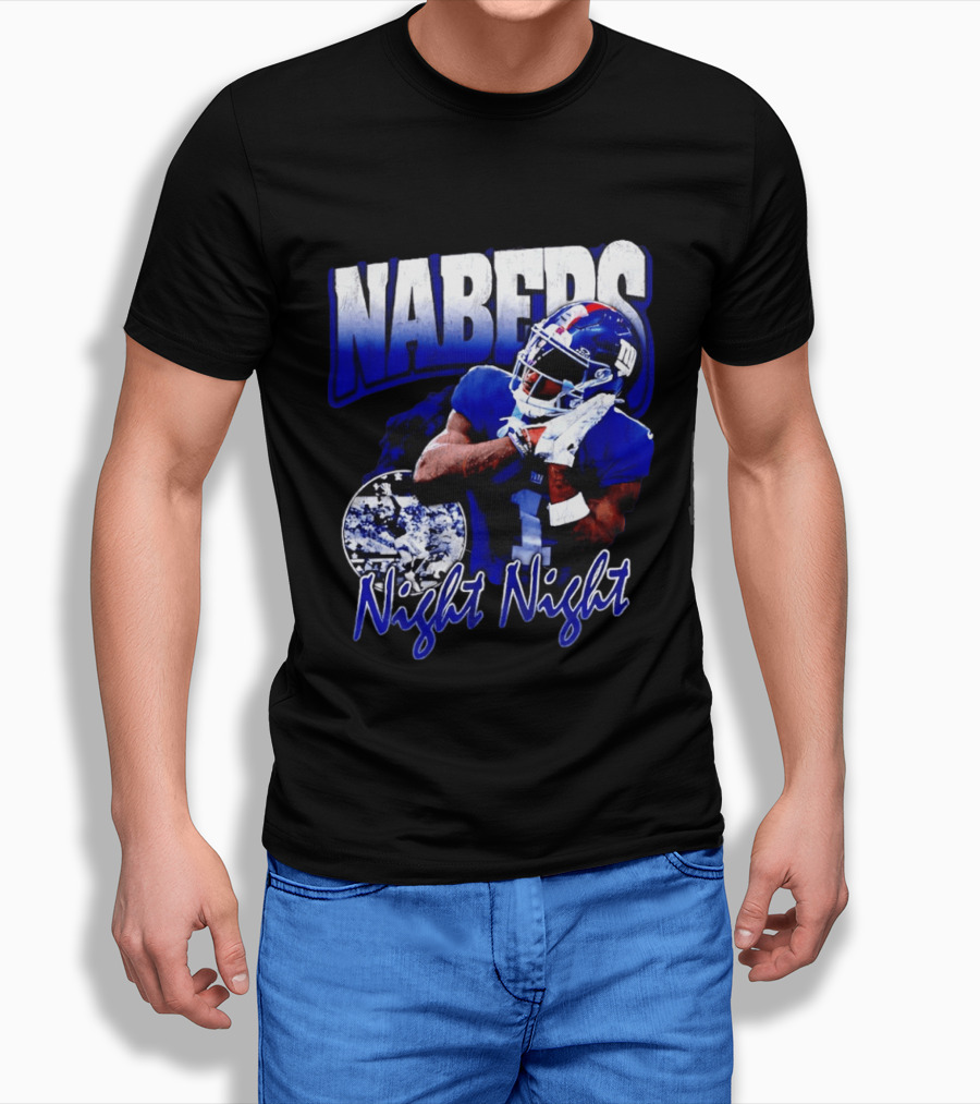 Nabers Night Night Football New York Giants T-Shirt