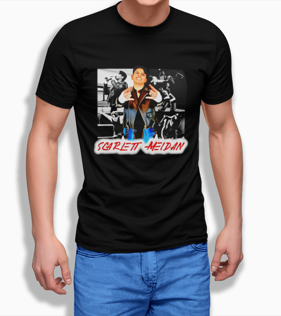 Scarlett Meidan Highlight Collage Jacket Pose T-Shirt