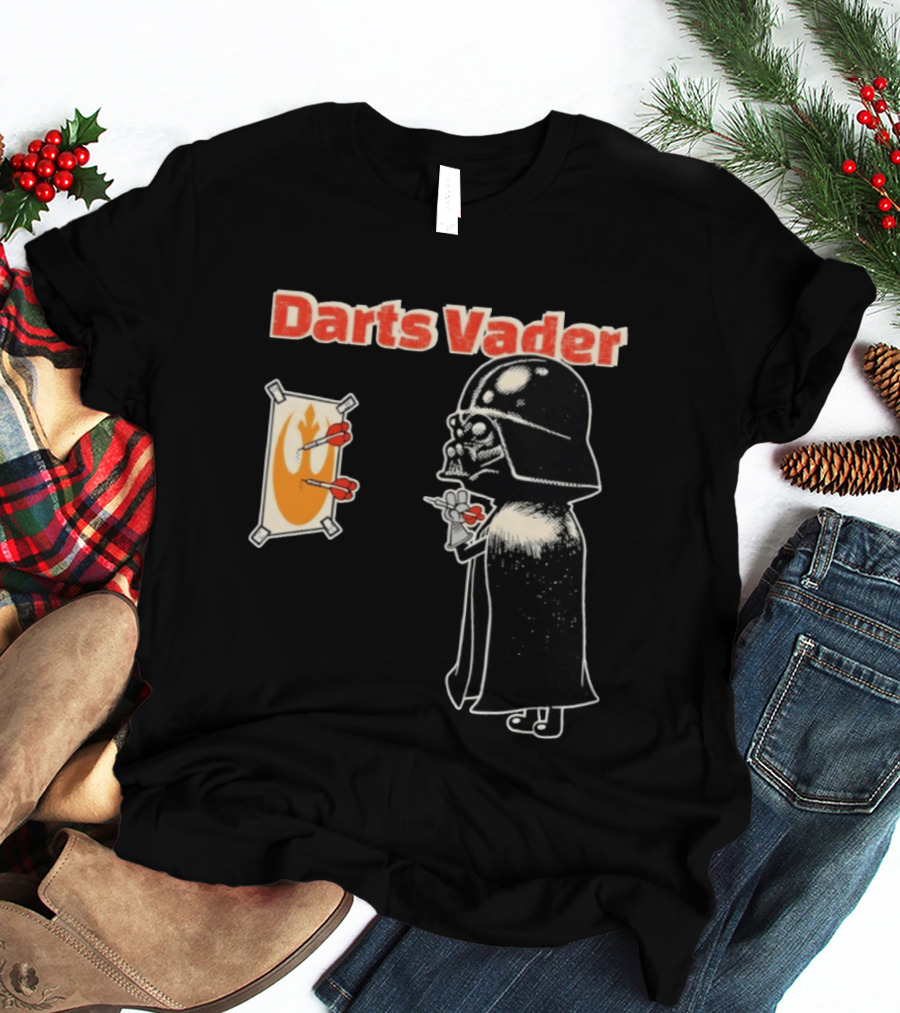 Darts Vader Playing Targets With Iconic Galactic Dartboard Opponent T-Shirt