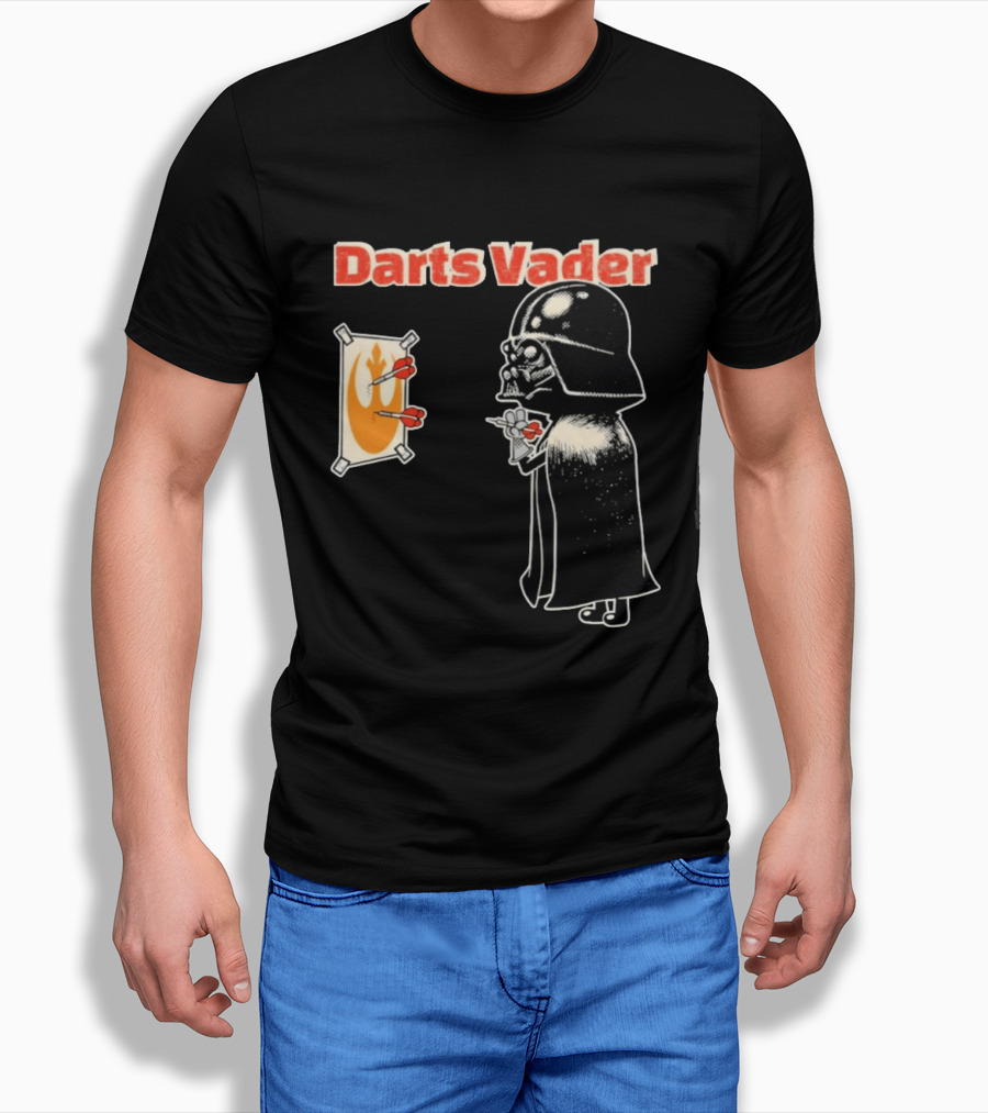 Darts Vader Playing Targets With Iconic Galactic Dartboard Opponent T-Shirt
