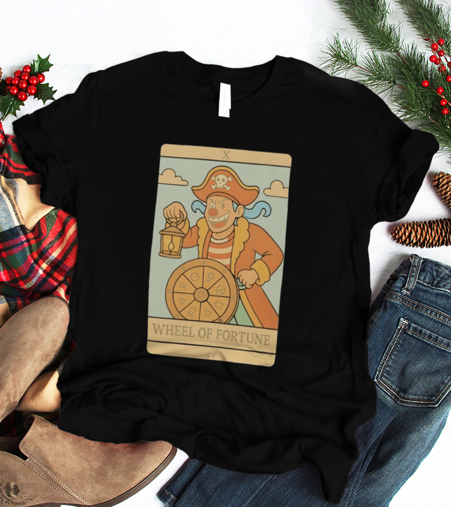 Wheel Of Fortune Tarot Card Pirate Clown Lantern Fortune Wheel T-Shirt