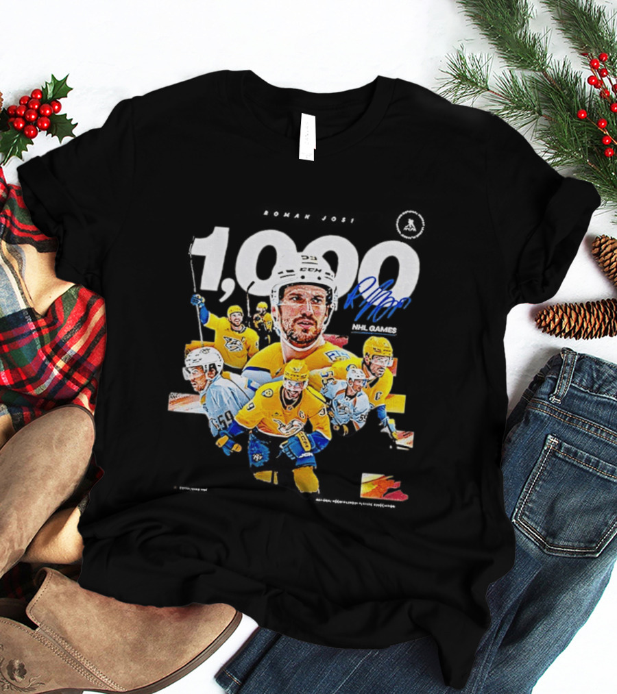 Nashville Predators Roman Josi 1000 NHL Games Celebration T-Shirt