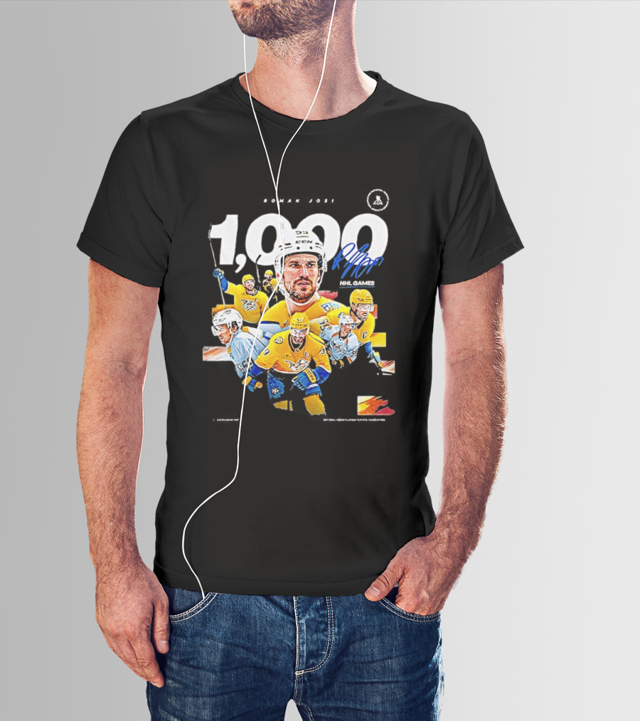 Nashville Predators Roman Josi 1000 NHL Games Celebration T-Shirt