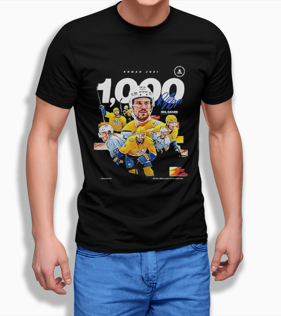 Nashville Predators Roman Josi 1000 NHL Games Celebration T-Shirt