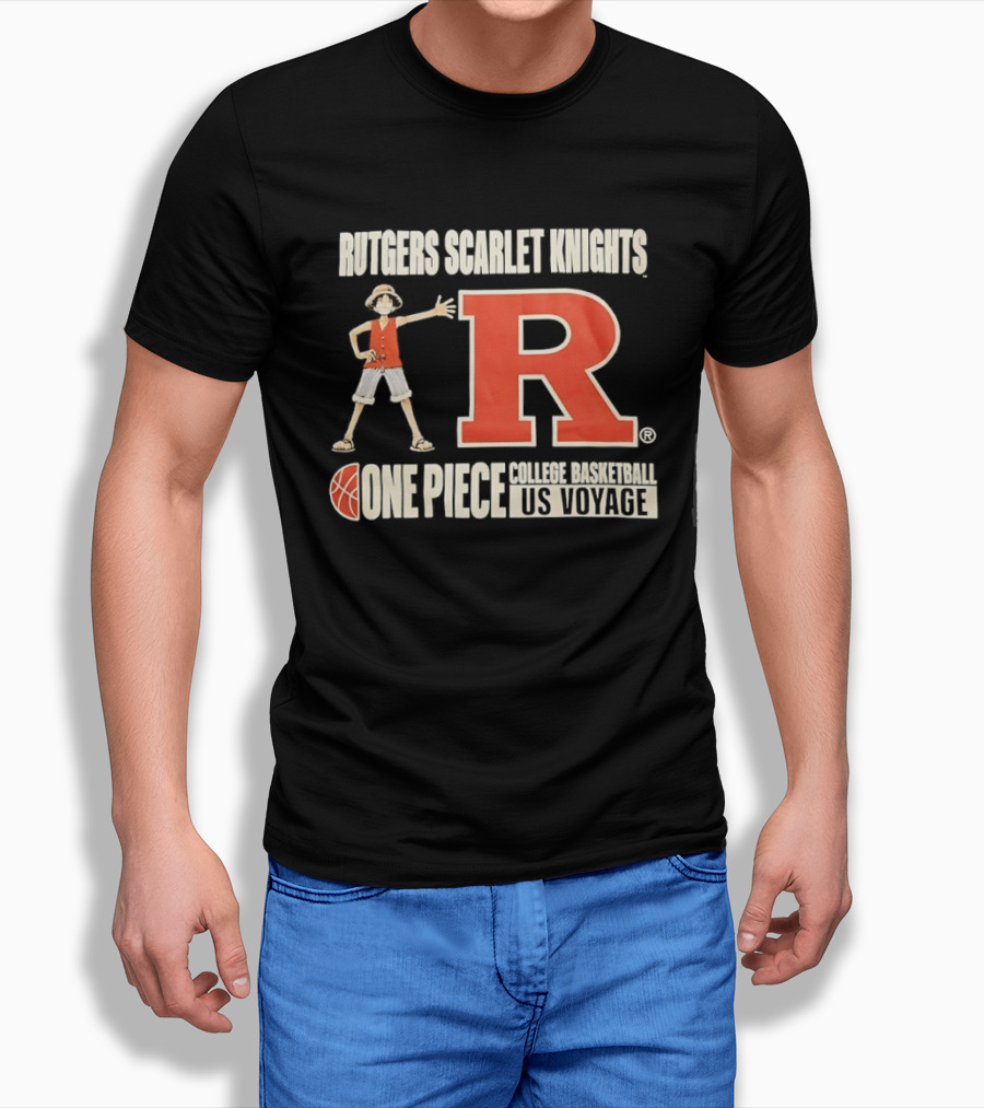 Rutgers Scarlet Knights Luffy One Piece College Basketball US Voyage T-Shirt