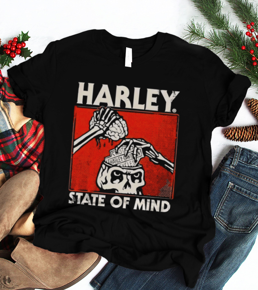 Harley Davidson State Of Mind Skull Skeleton Brain T-Shirt
