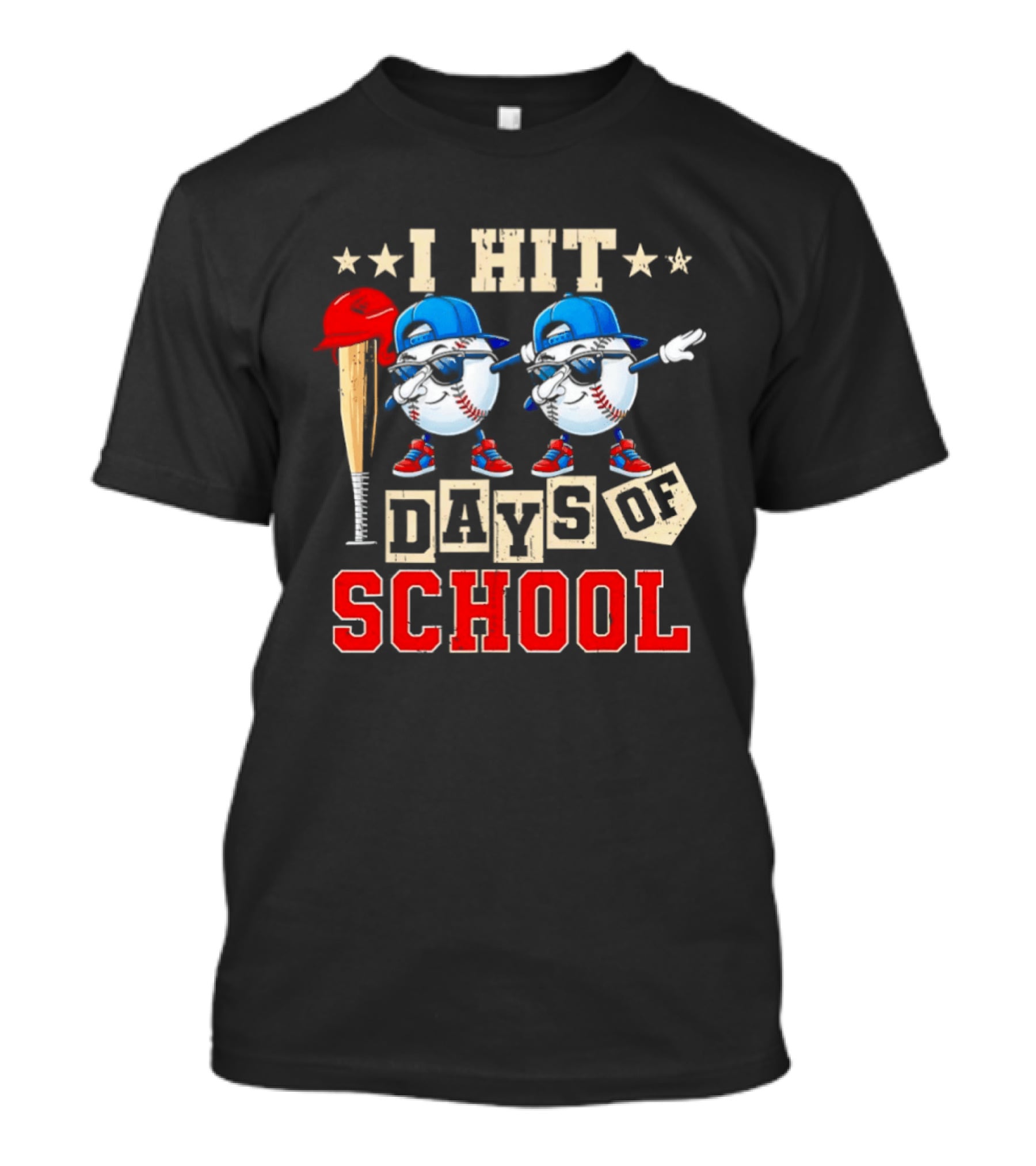 I Hit 100 Days Of School Baseball Player Theme Celebrating 100th Day T-Shirt