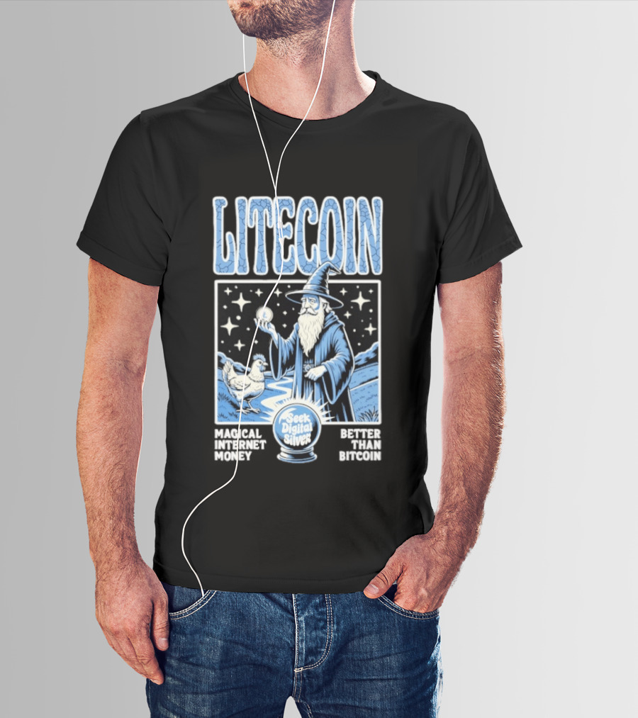 Litecoin Magical Internet Money Seek Digital Silver Wizard Artistry T-Shirt