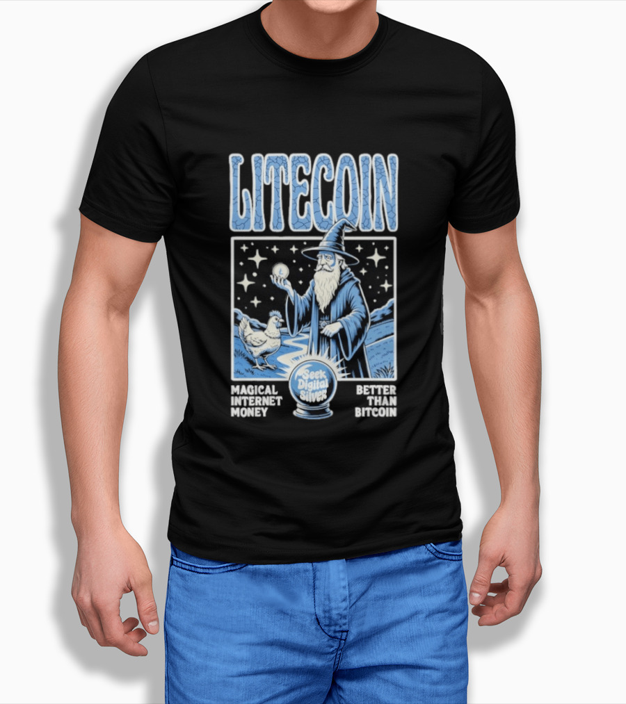 Litecoin Magical Internet Money Seek Digital Silver Wizard Artistry T-Shirt