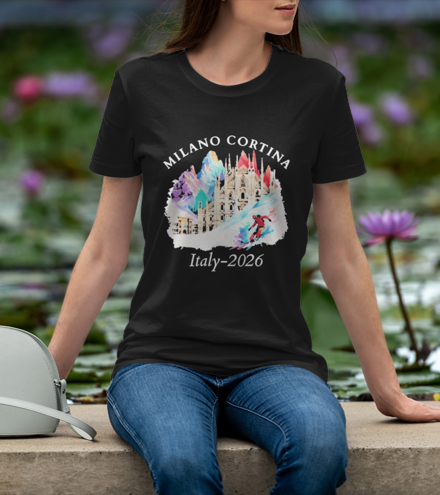 Milano Cortina Italy Winter 2026 Skiing Event T-Shirt