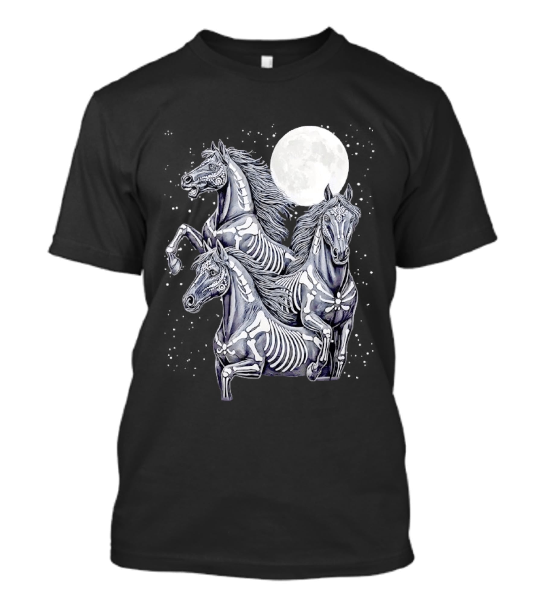 Three Horse Moon Día De Los Muertos Skeleton Horse T-Shirt