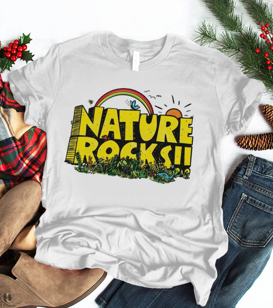 Nature Rocks Rainbow Sun Animals Plants T-Shirt