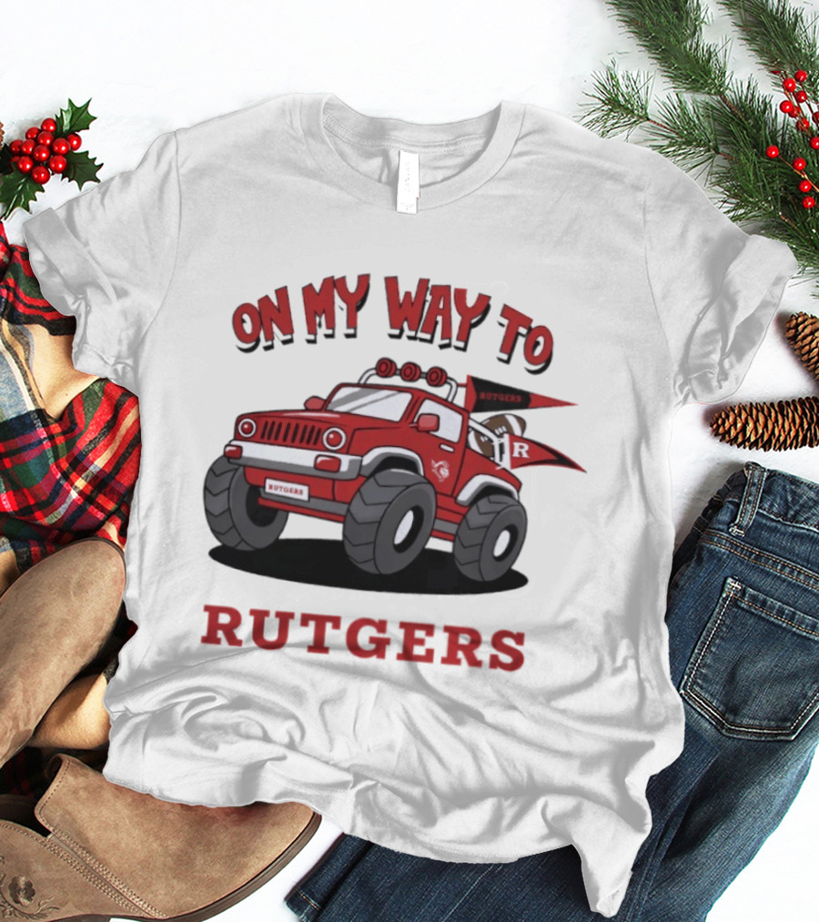 Rutgers Scarlet Knights On My Way To Rutgers Jeep Flags T-Shirt