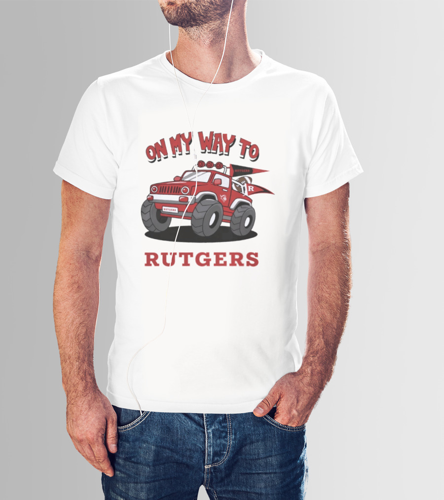 Rutgers Scarlet Knights On My Way To Rutgers Jeep Flags T-Shirt