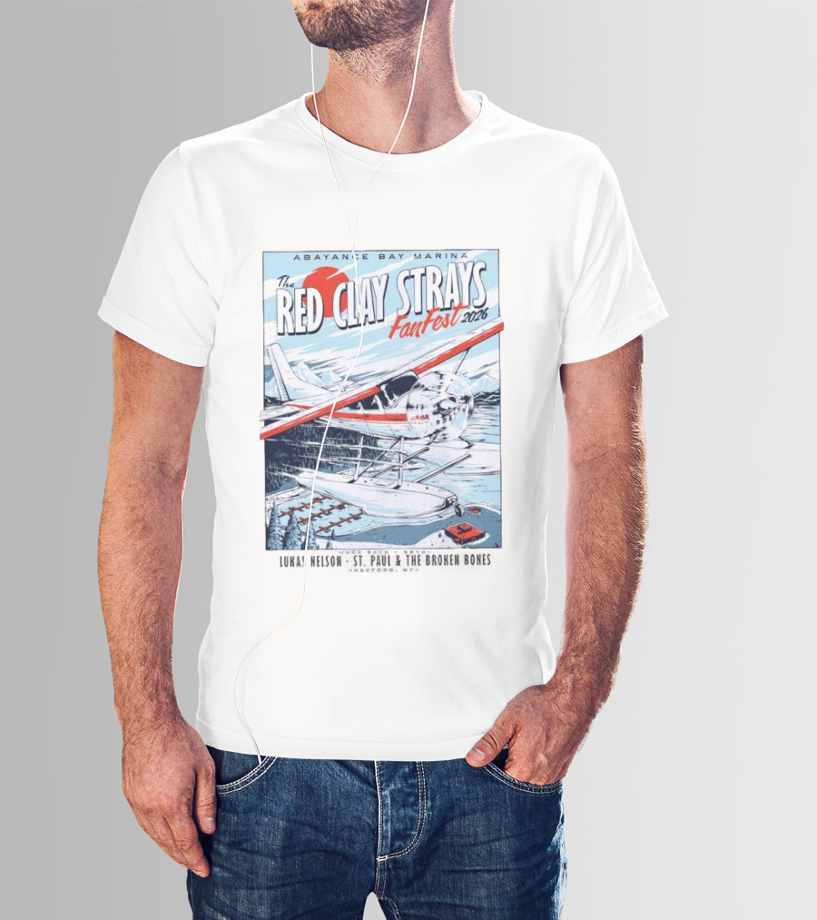 Abayance Bay Marina Red Clay Strays Fan Fest 2026 Rexford Montana Airplane Lake Scene T-Shirt