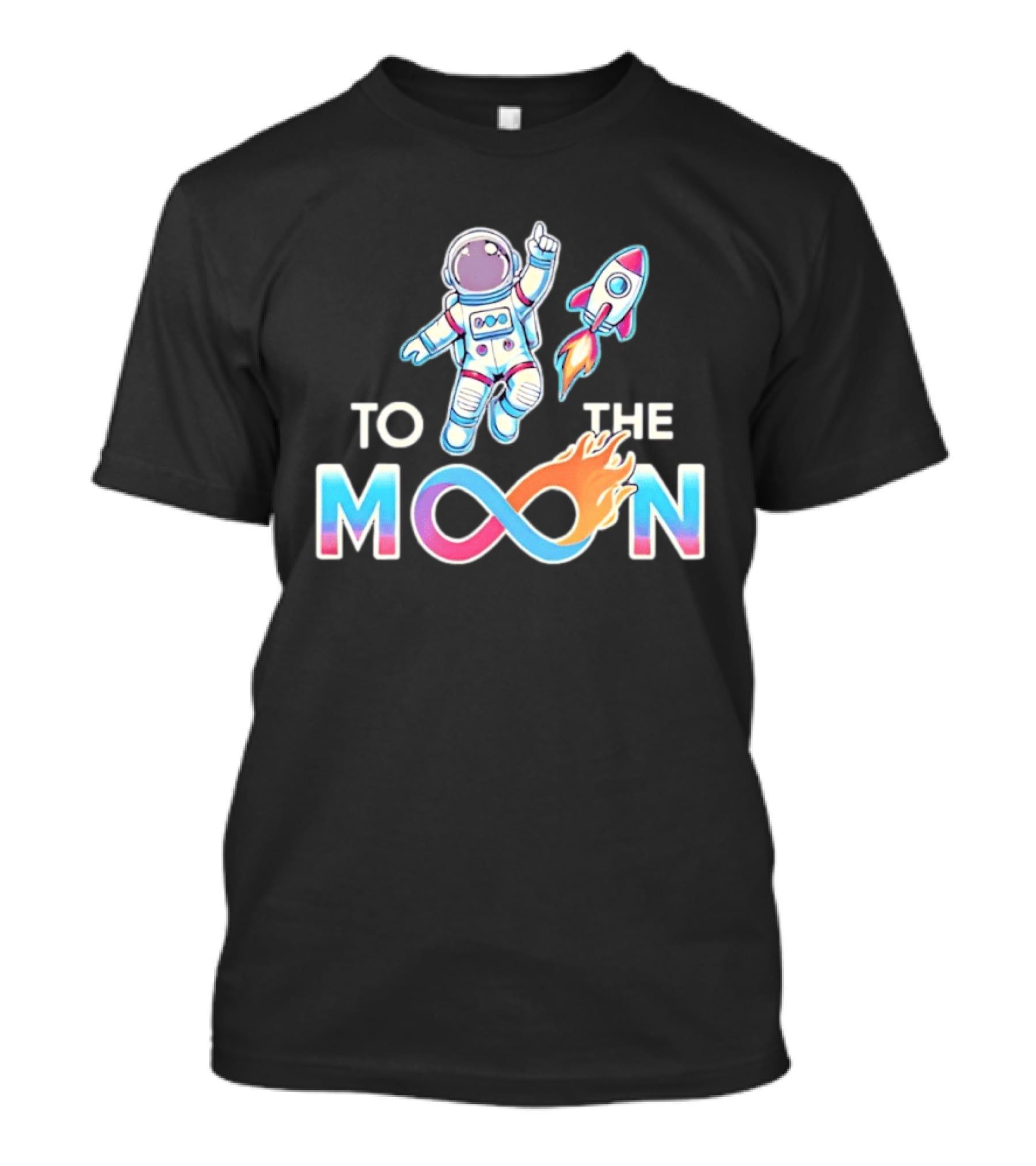Astronaut Infinity Journey To The Moon With Rocket Flame T-Shirt