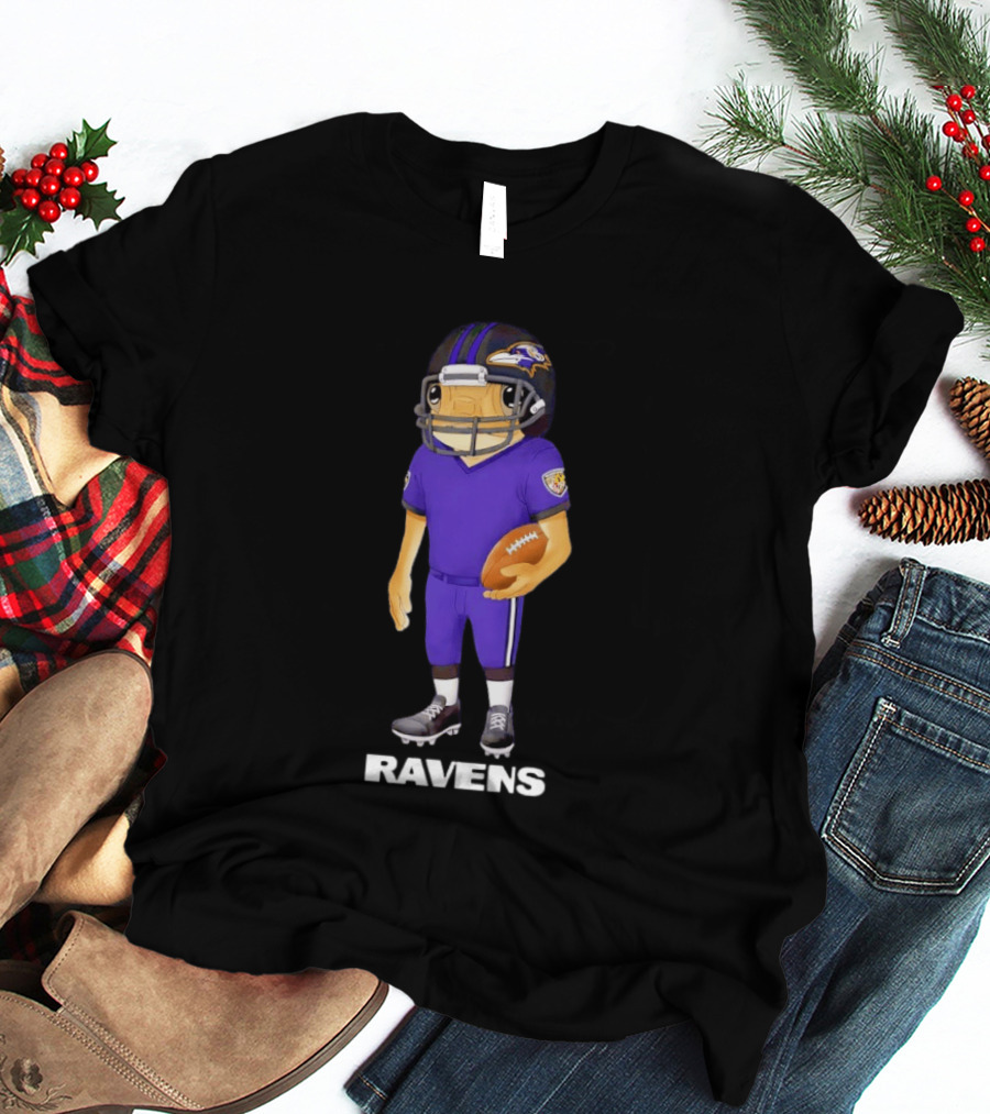 Bad Bunny X Baltimore Ravens NFL Collaboration Ravens Football Player T-Shirt