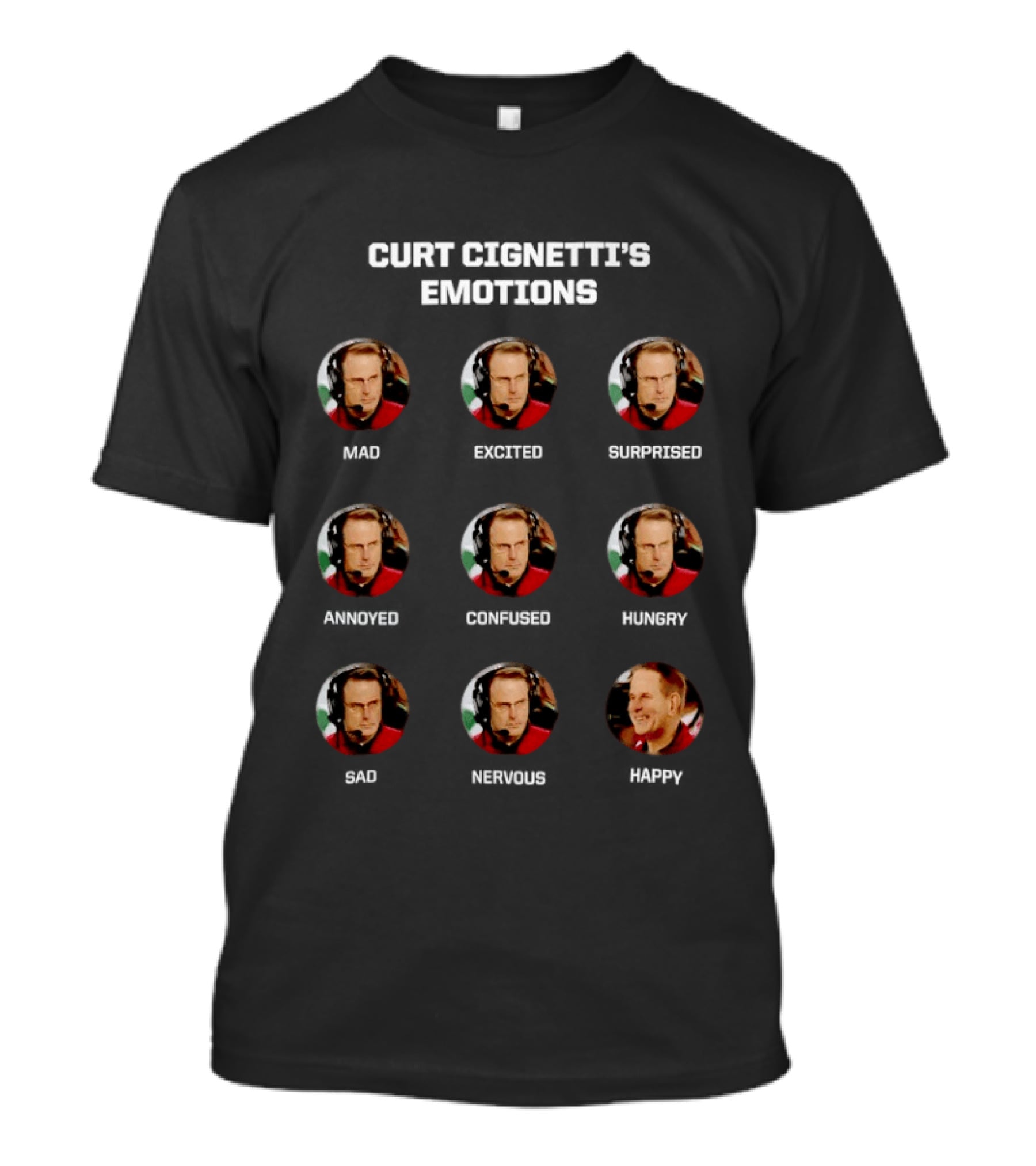 Curt Cignetti Many Faces Mad Surprised Annoyed Emotions T-Shirt
