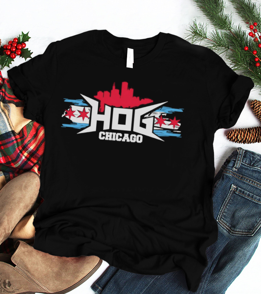 Hog Chicago City Skyline Flag Stars T-Shirt