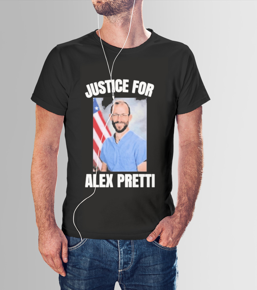 Justice For Alex Pretti American Flag Dedication T-Shirt