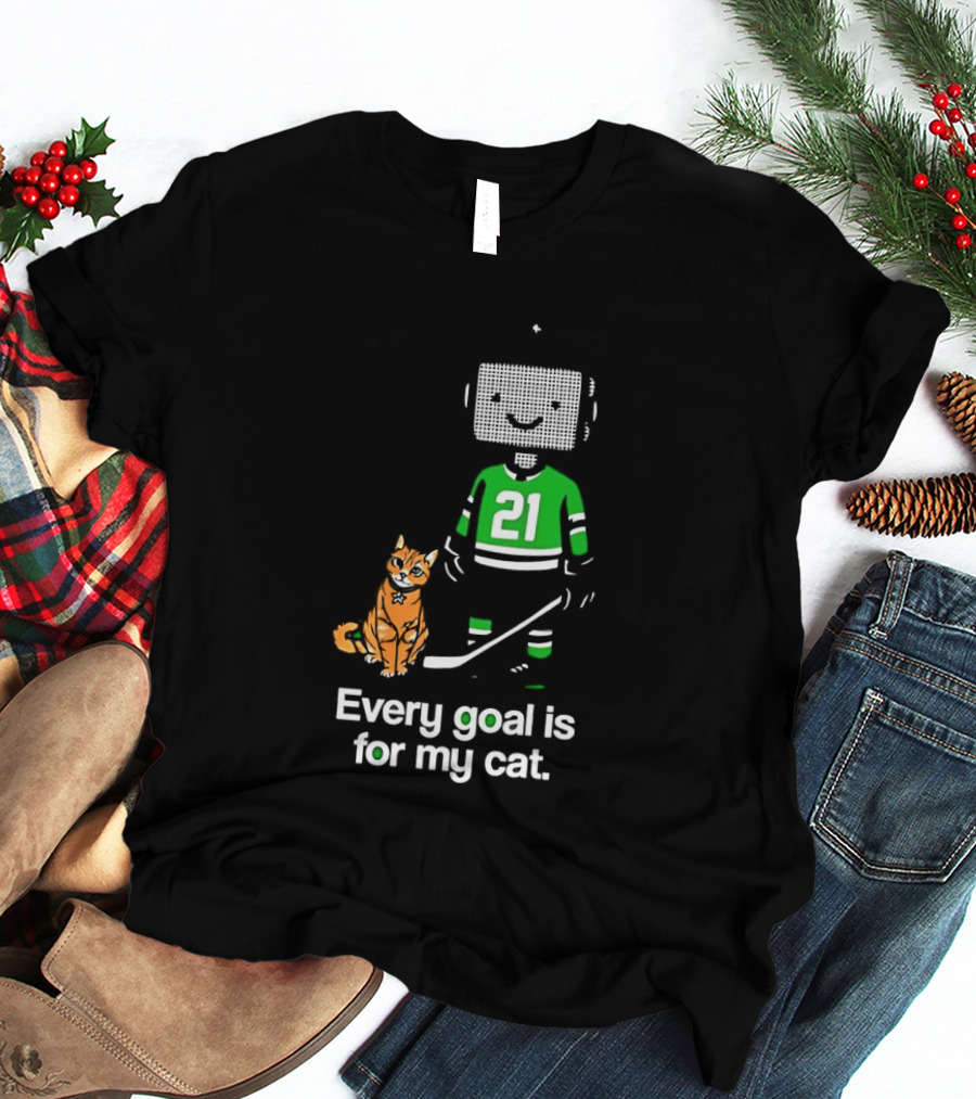 Jason Robertson 21 Dallas Stars Hockey Every Goal Is For My Cat T-Shirt