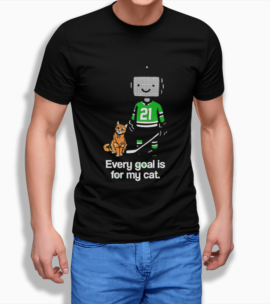Jason Robertson 21 Dallas Stars Hockey Every Goal Is For My Cat T-Shirt