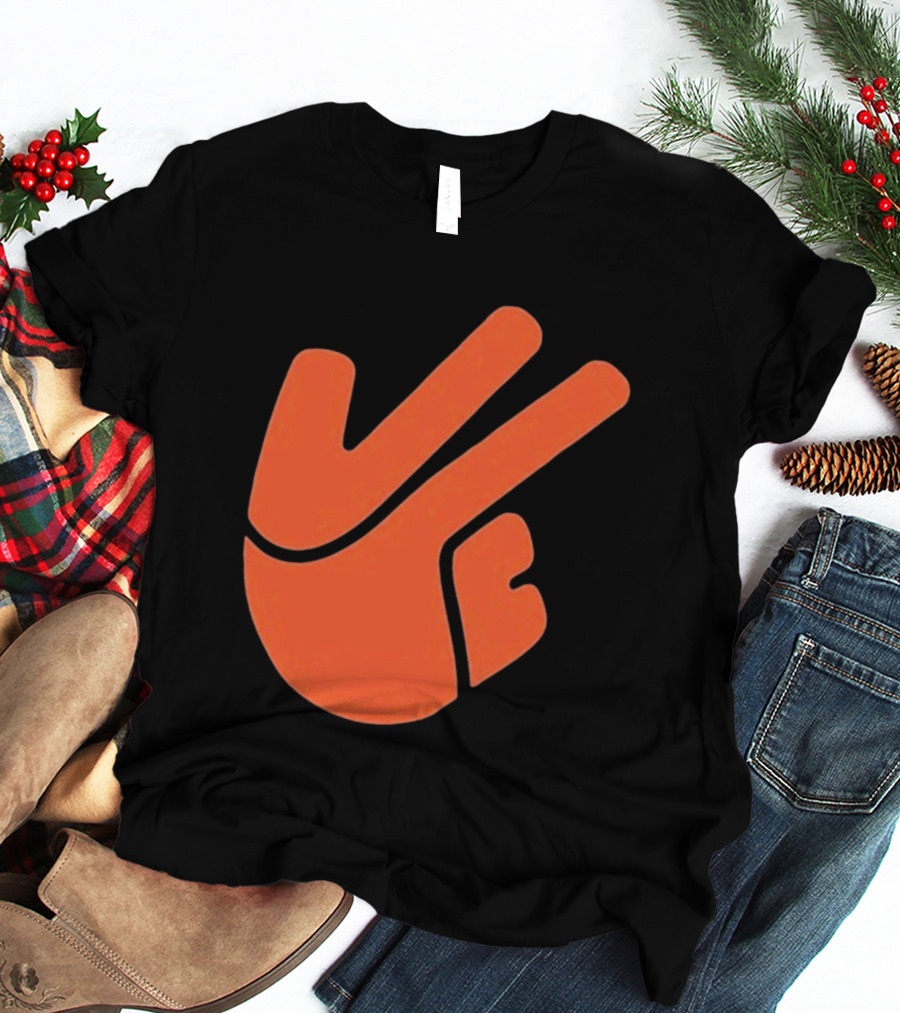 Jb11 Peace Sign Orange Hand Gesture T-Shirt