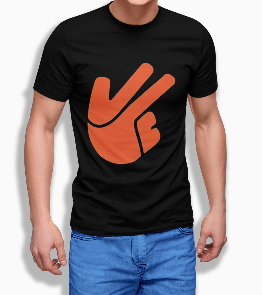 Jb11 Peace Sign Orange Hand Gesture T-Shirt