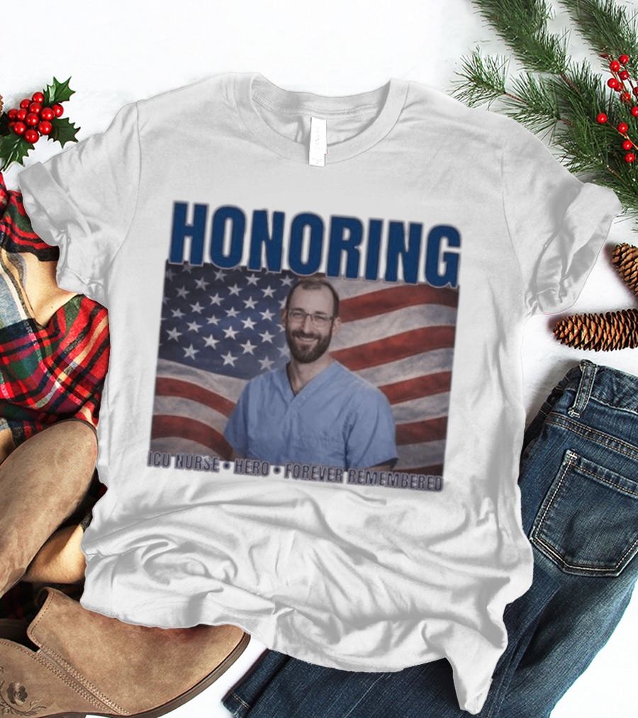 Honoring ICU Nurse Hero Forever Remembered American Flag T-Shirt