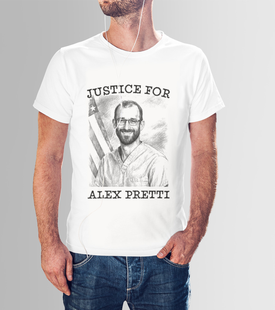 Justice For Alex Pretti Abolish ICE Protest With American Flag T-Shirt