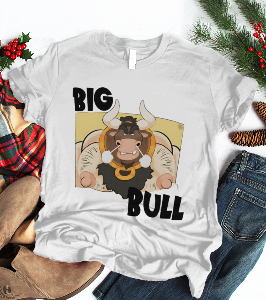 Big Bull Bara Male Minotaur Cartoon Whimsical Horned T-Shirt