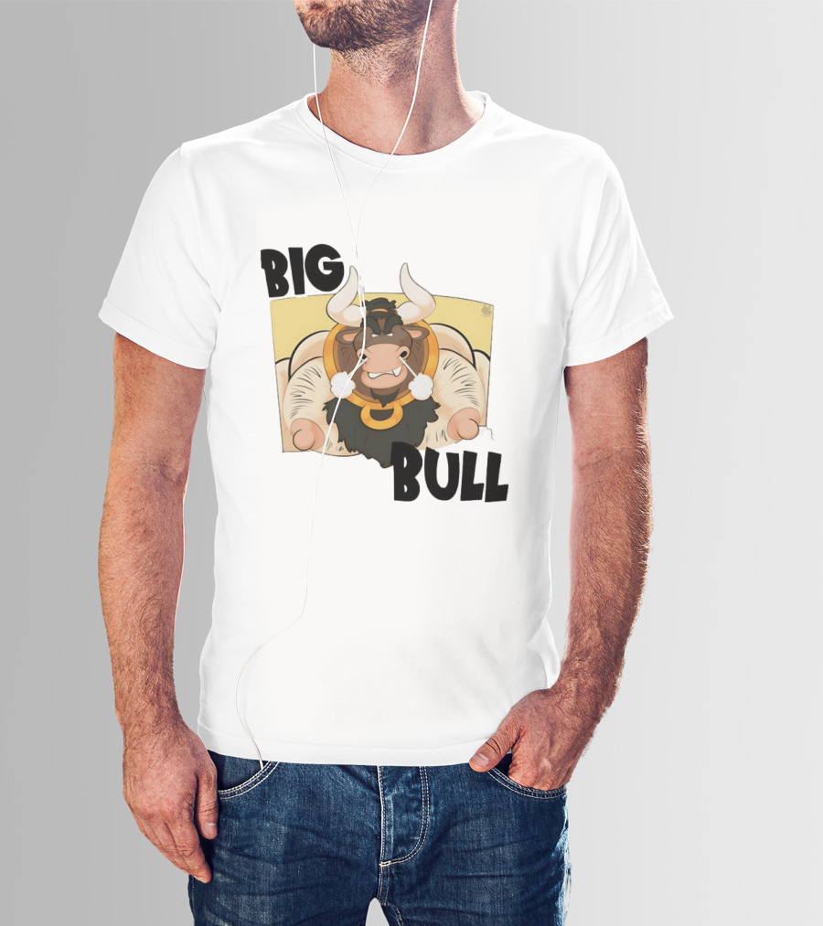 Big Bull Bara Male Minotaur Cartoon Whimsical Horned T-Shirt