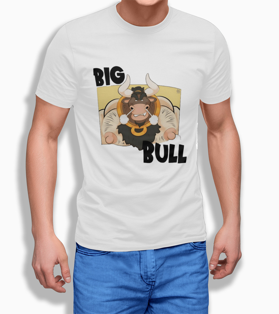 Big Bull Bara Male Minotaur Cartoon Whimsical Horned T-Shirt