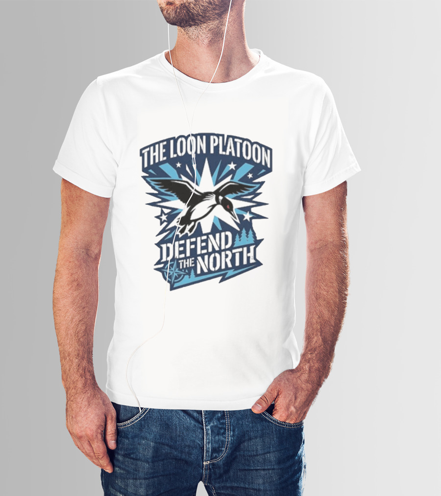 The Loon Platoon Defend The North Bold Rebel Loon Starburst Forest T-Shirt