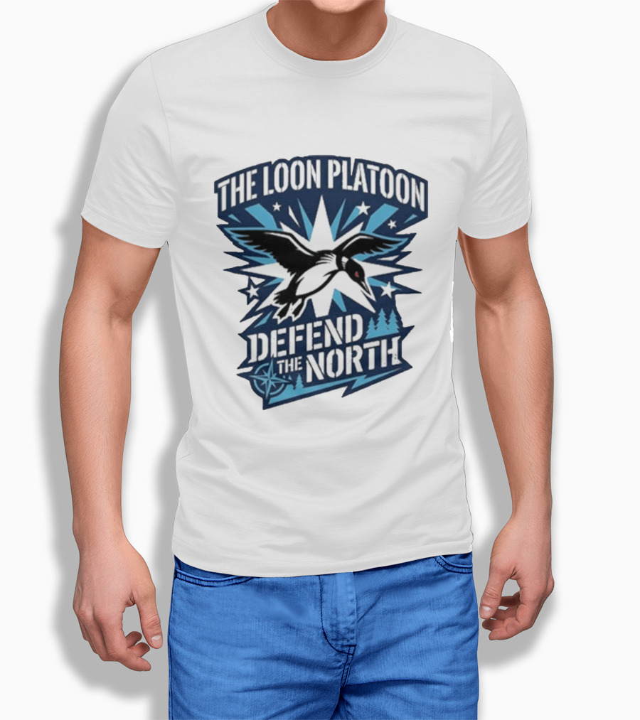 The Loon Platoon Defend The North Bold Rebel Loon Starburst Forest T-Shirt