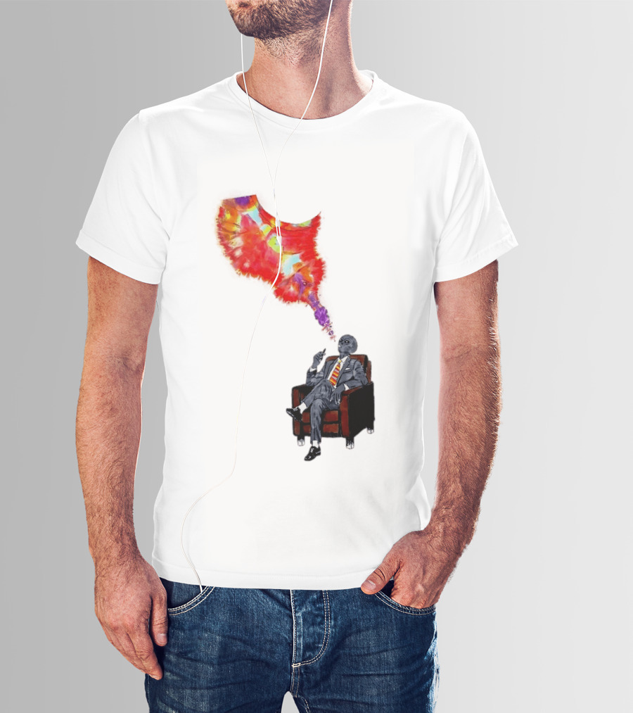 Finished Quazar Smoking Cosmic Alien In Suit With Colorful Smoke T-Shirt