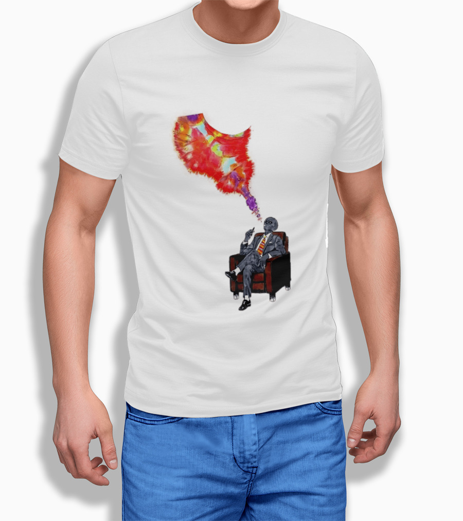 Finished Quazar Smoking Cosmic Alien In Suit With Colorful Smoke T-Shirt