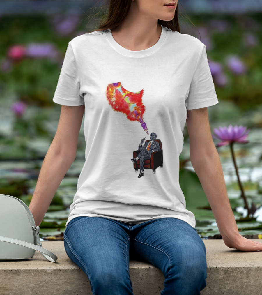 Finished Quazar Smoking Cosmic Alien In Suit With Colorful Smoke T-Shirt