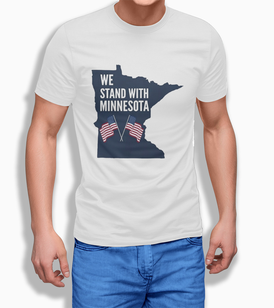 We Stand With Minnesota American Flags Solidarity T-Shirt