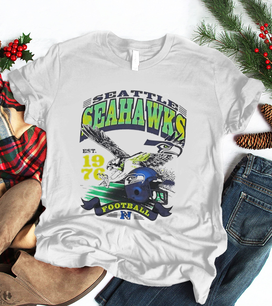 Seattle Seahawks Est. 1976 Football Puget Sound Champs Retro Helmet And Hawk T-Shirt