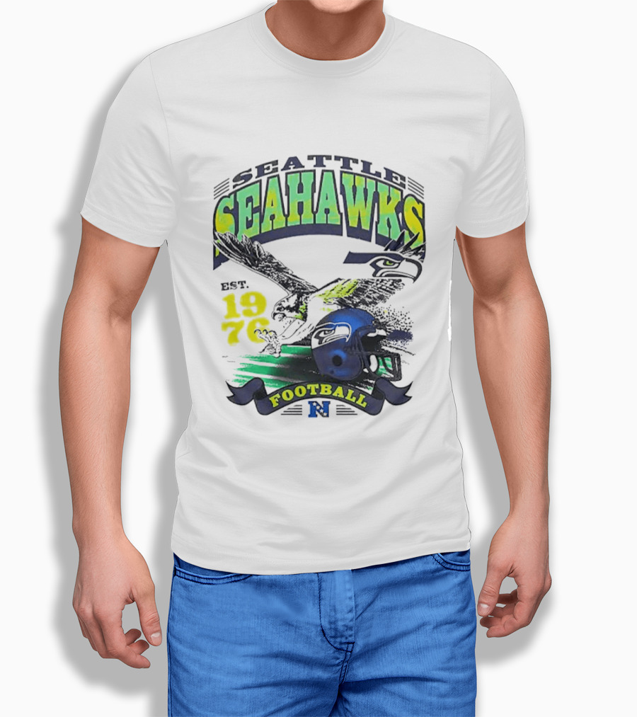 Seattle Seahawks Est. 1976 Football Puget Sound Champs Retro Helmet And Hawk T-Shirt