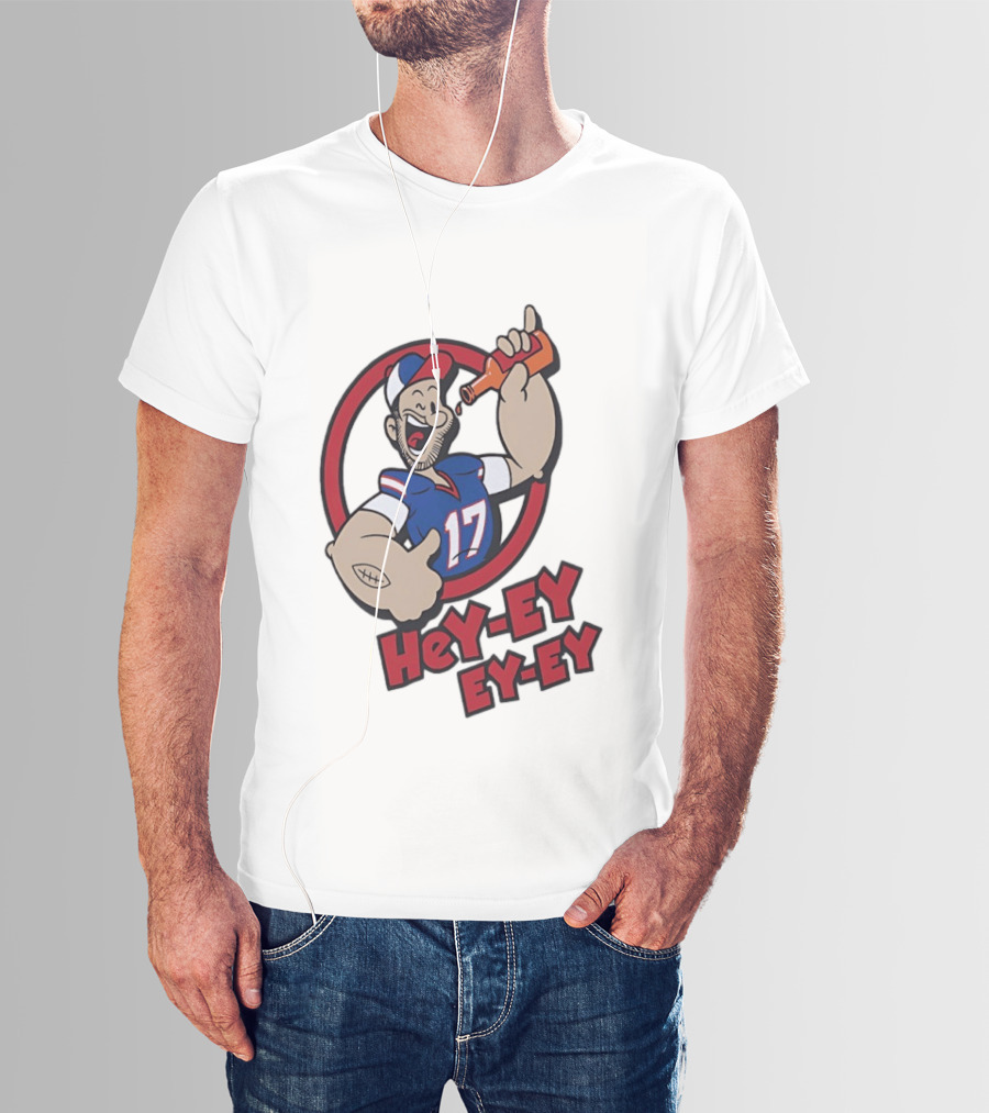 Hey Ey Ey Ey Josh Allen Illustrated Strong Finish Buffalo Bills T-Shirt