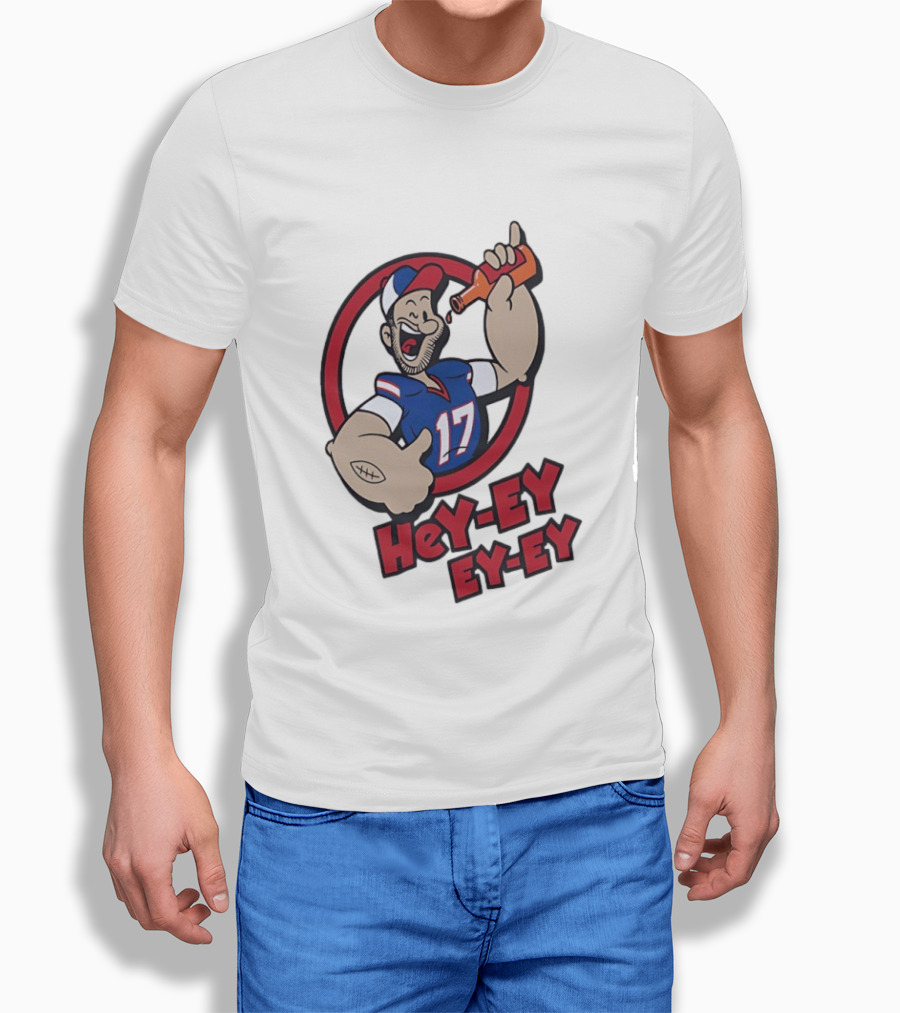 Hey Ey Ey Ey Josh Allen Illustrated Strong Finish Buffalo Bills T-Shirt