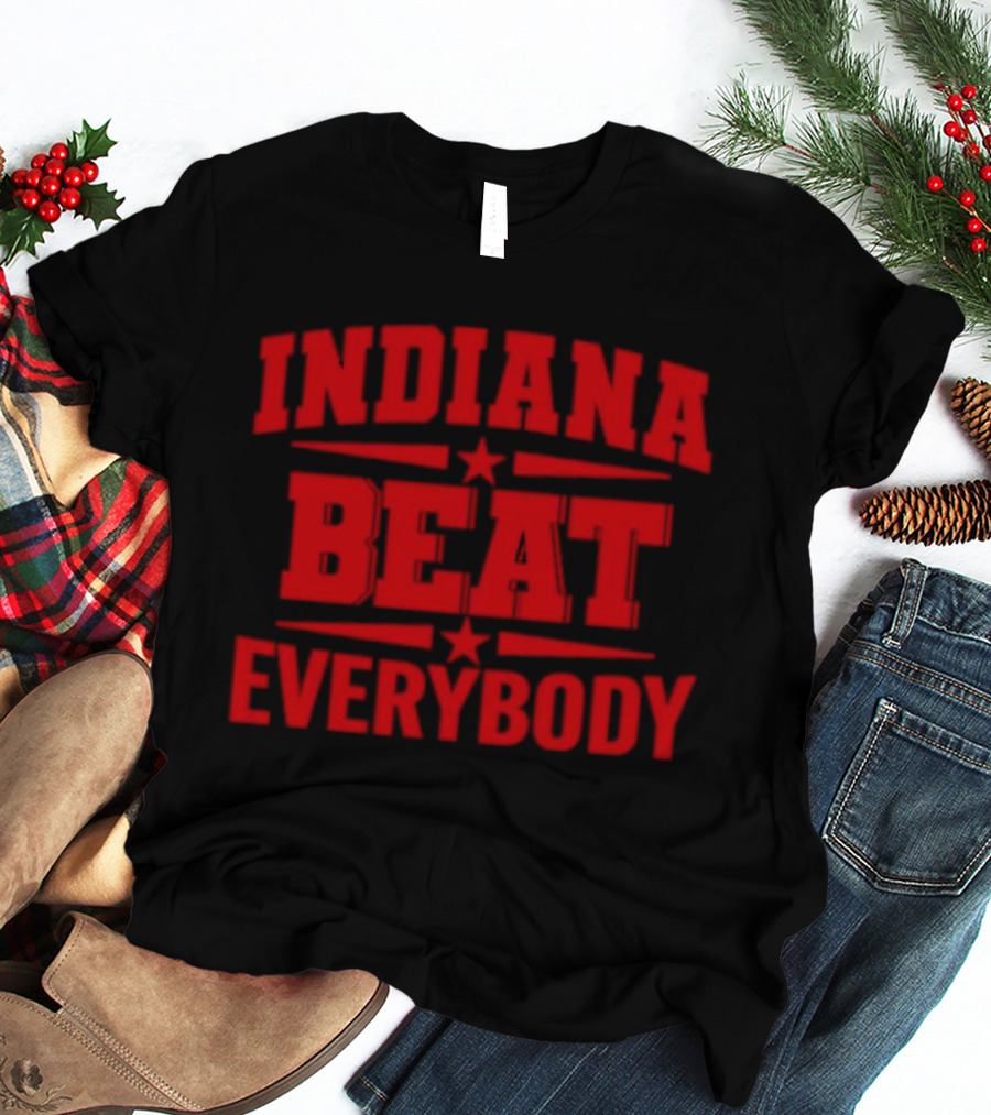 Indiana Beat Everybody Text With Stars And Bars T-Shirt