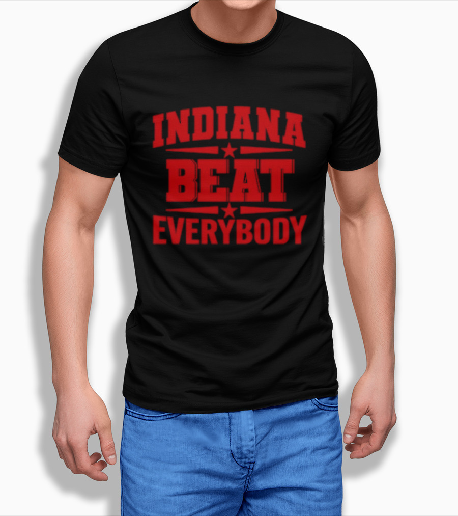 Indiana Beat Everybody Text With Stars And Bars T-Shirt